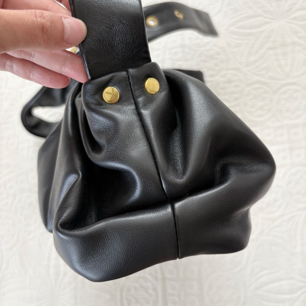 MW Most Wanted Faux Leather Ruched Shoulder Bag, Black - Picture 5 of 7